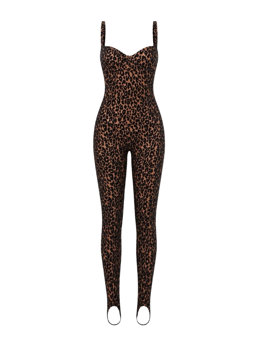New Naked Wardrobe Leopard Print Stirrup Catsuit Bustier Top size S
